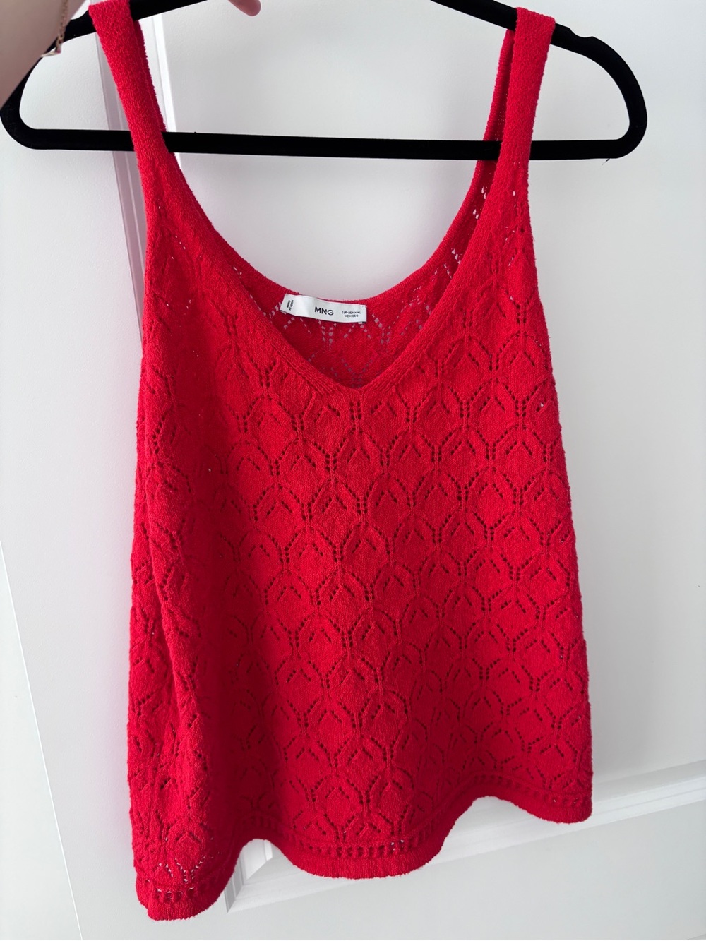 Mango Red Knit V-Neck Tank
